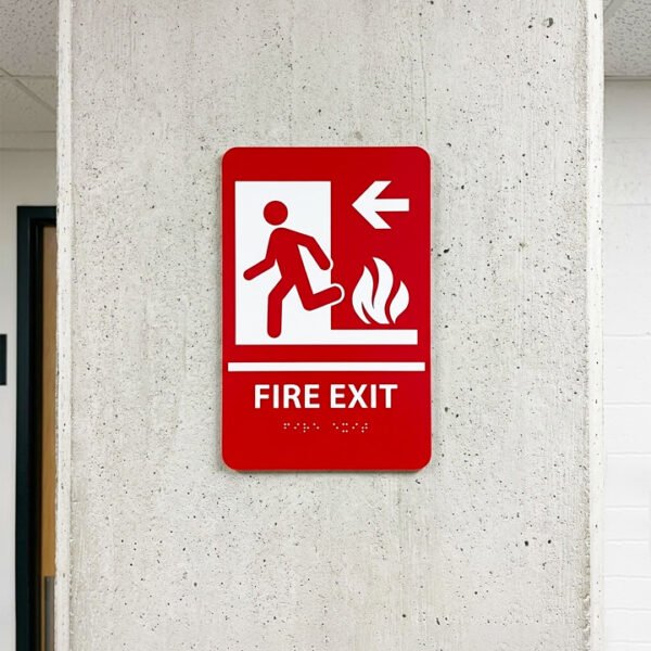 Fire Exit | 6 x 9" | Tactile ADA Compliant Signage