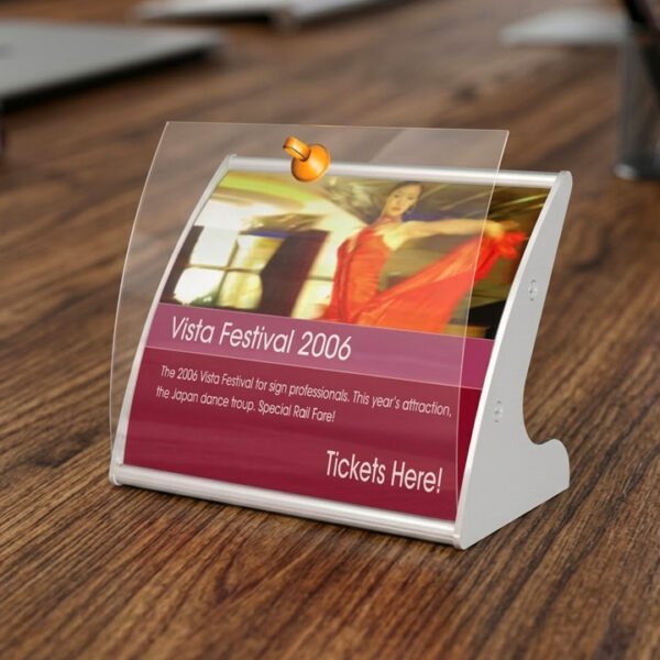 Table Top Signage | Silver Frame | Print changing option | Curved Frame