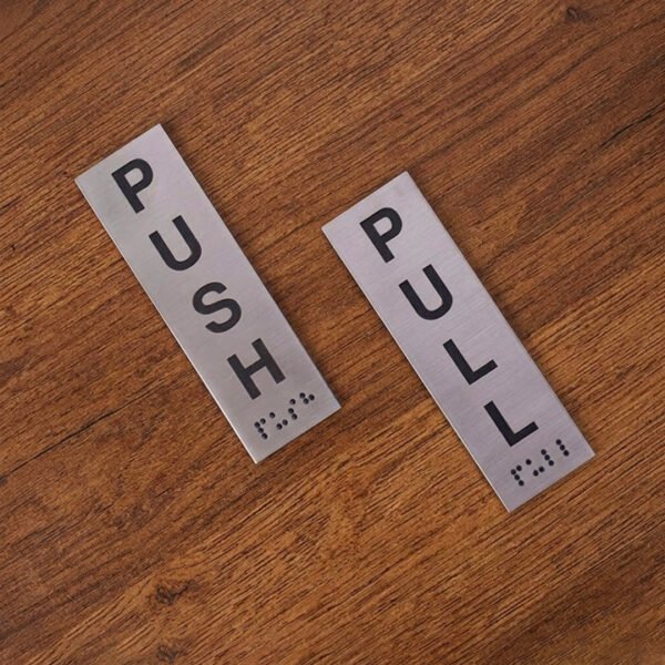 SS Push Pull | 40 x 120 MM | Tactile ADA Compliant Signage