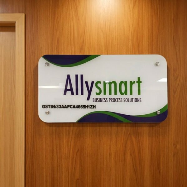 Acrylic Name Board | UV Print  | SS 304 Stud