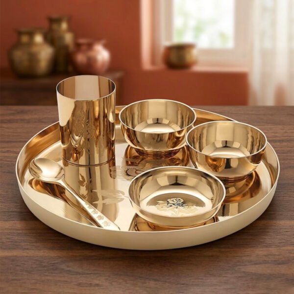 Bronze | Kansa Thali Set | Dinner Set | Design with Shine Polish