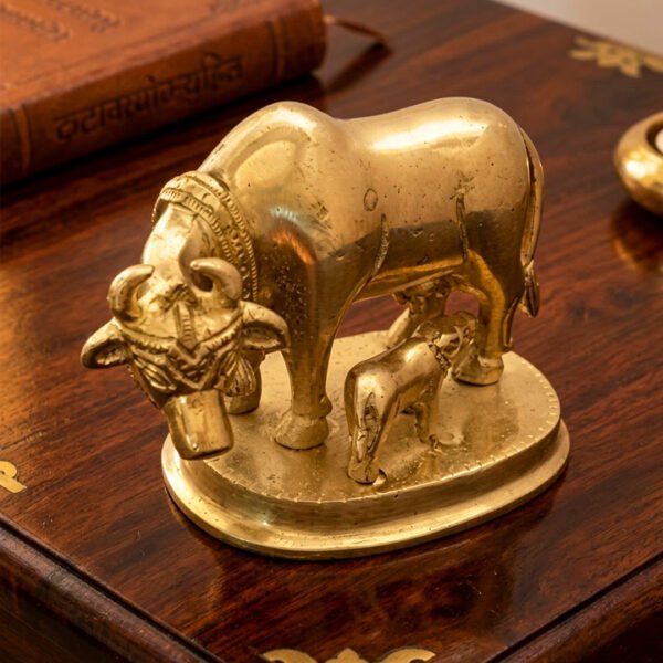 Spiritual Living cow with Calf | Idol Brass | Kamadhenu
