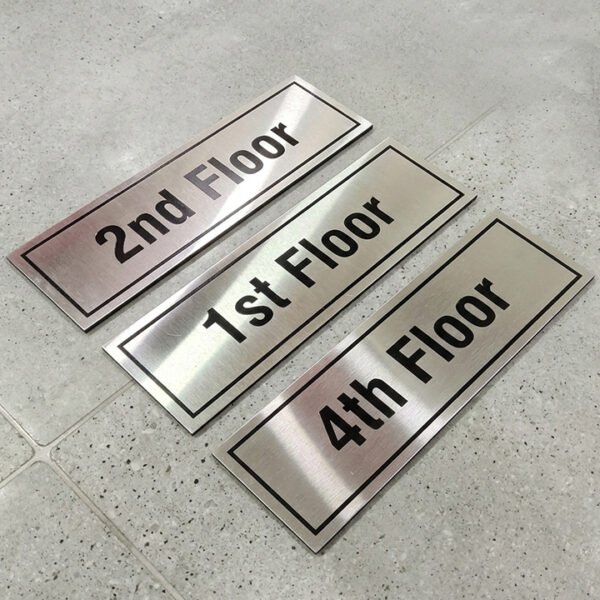Floor Name Plate I Stainless Steel I Custom Size I 12 x 3"
