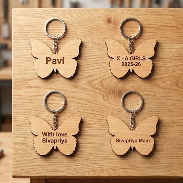Wooden Keychain | Custom Shapes | Solid Wood | Engraved